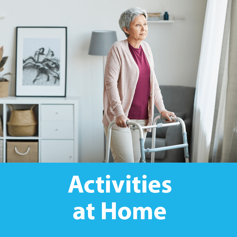 Activities at home lady with walking aid